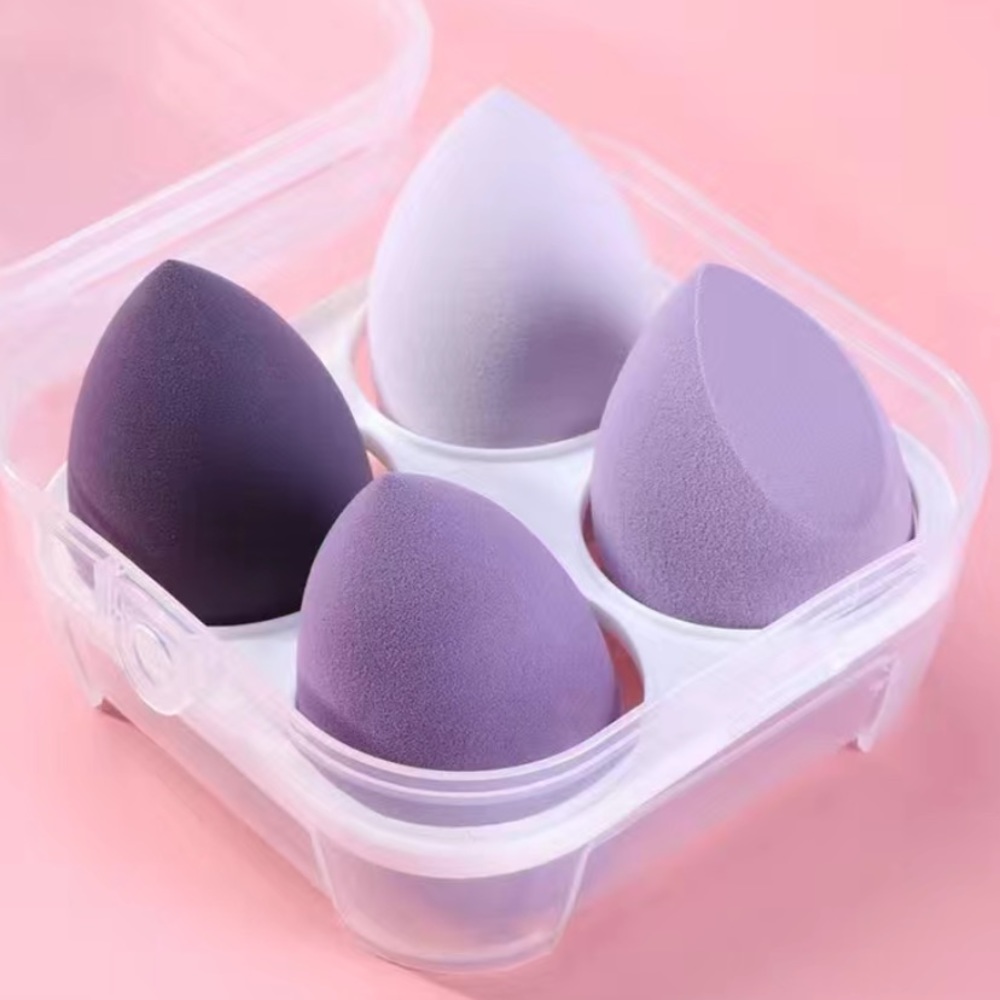 Purple 4 Pcs Dry and Wet Use Makeup Sponge Set with Sponge Blending Hold…